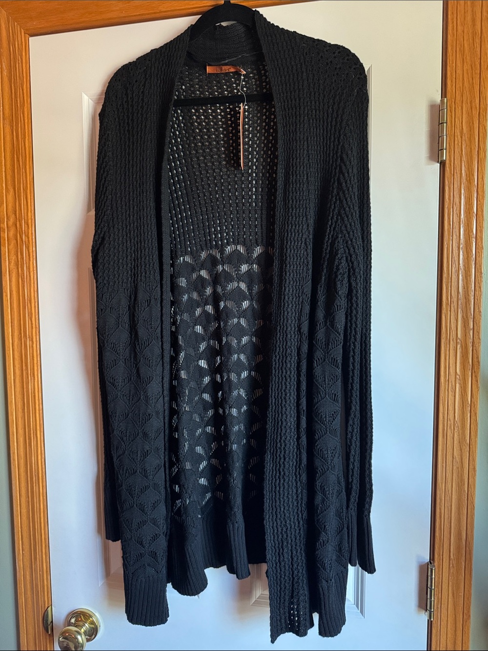 NWT Belldini Black Open-Front Knit Cardigan Duster size 3x